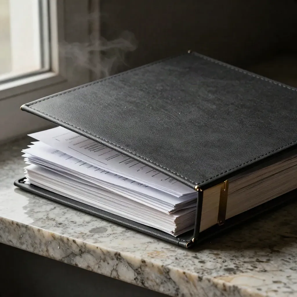 Binder analisis pesaing di atas batu basah, diliputi kabus dingin.